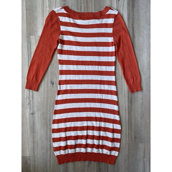 Pink Rose, Orange Owl And White Stripe Sweater Dress Sz SMALL - Picture 6 of 9